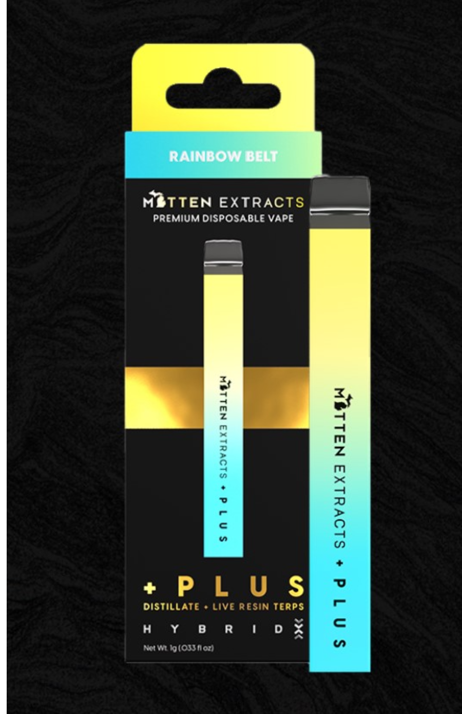 Photograph of product: Mitten Extracts - 1g Disposable - Rainbow Belt Hybrid