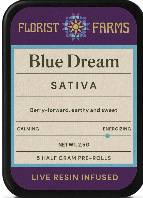 Photograph of product: Florist Farms - Blue Dream - 5pk Live Resin Infused Joints