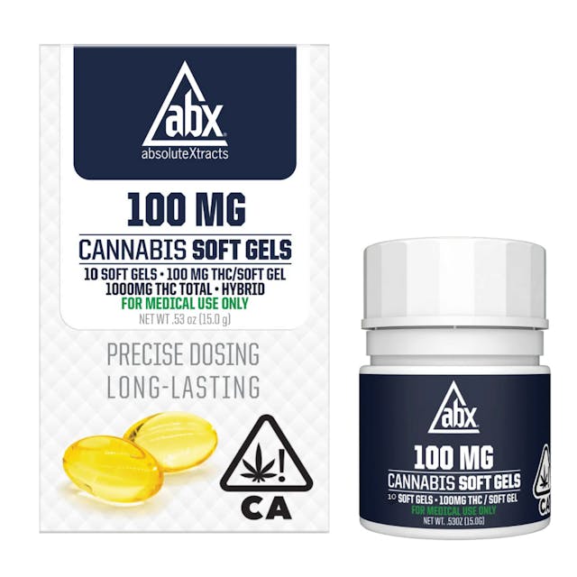 Photograph of product: Hybrid Soft Gels 100mg (10 Capsules) 1000mg - Sales Floor