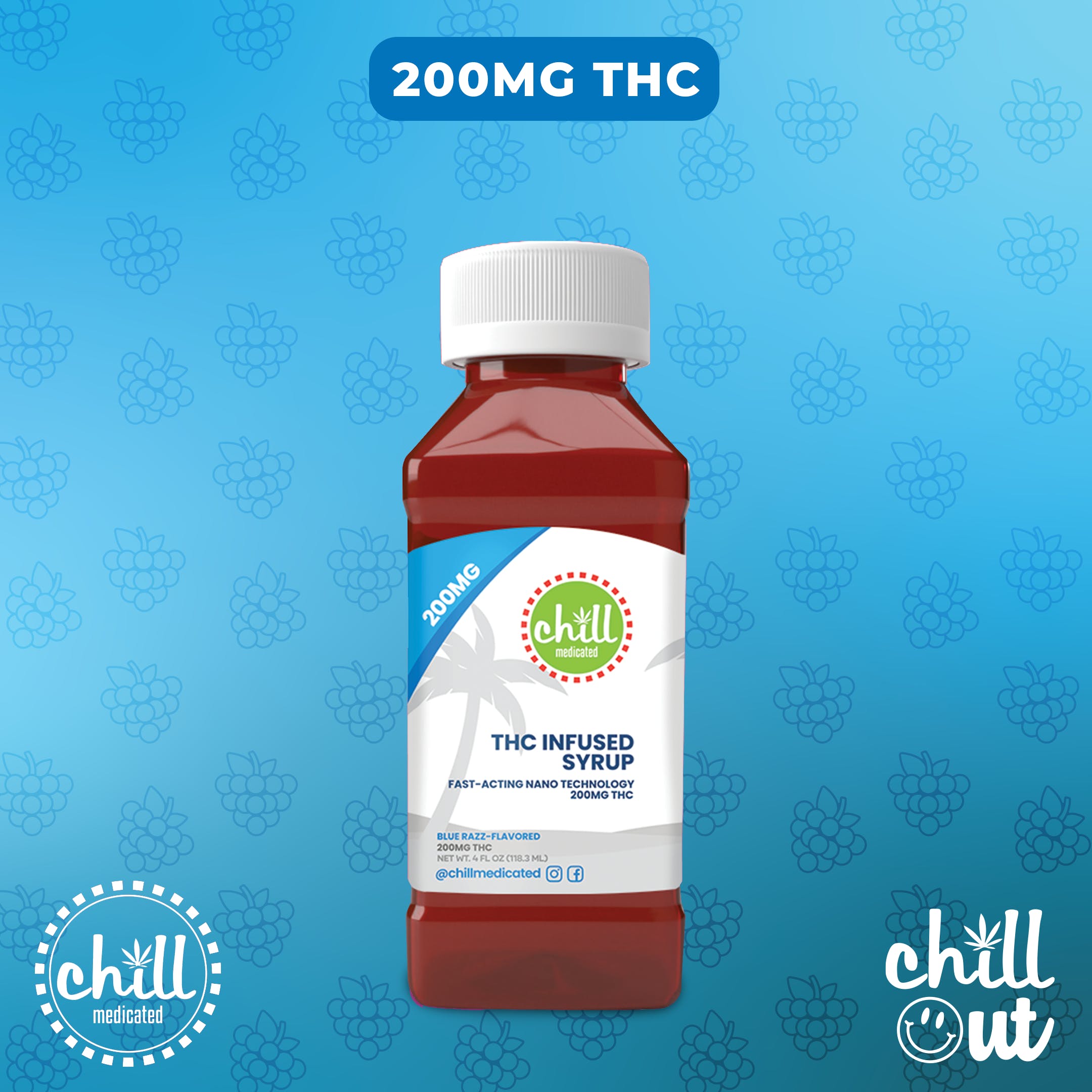 Photograph of product: Chill Medicated - Blue Raspberry Syrup 200mg