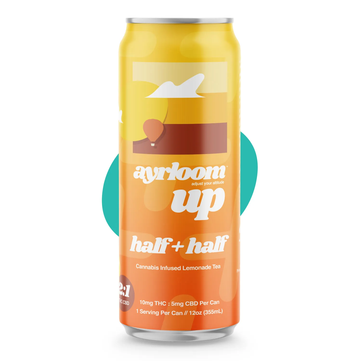 Photograph of product: Ayrloom | UP Half & Half Lemonade Tea  2:1 (TH-oui:CBD) Single Can 12oz, 10mg