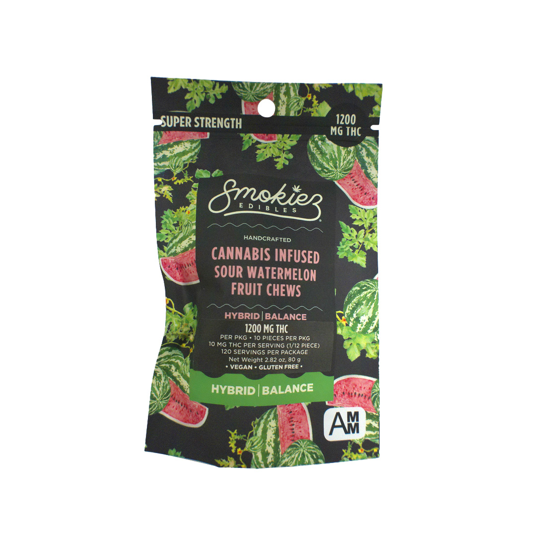 Photograph of product: Smokiez - Edible - Gummies - Sour Watermelon - Hybrid - 1200mg