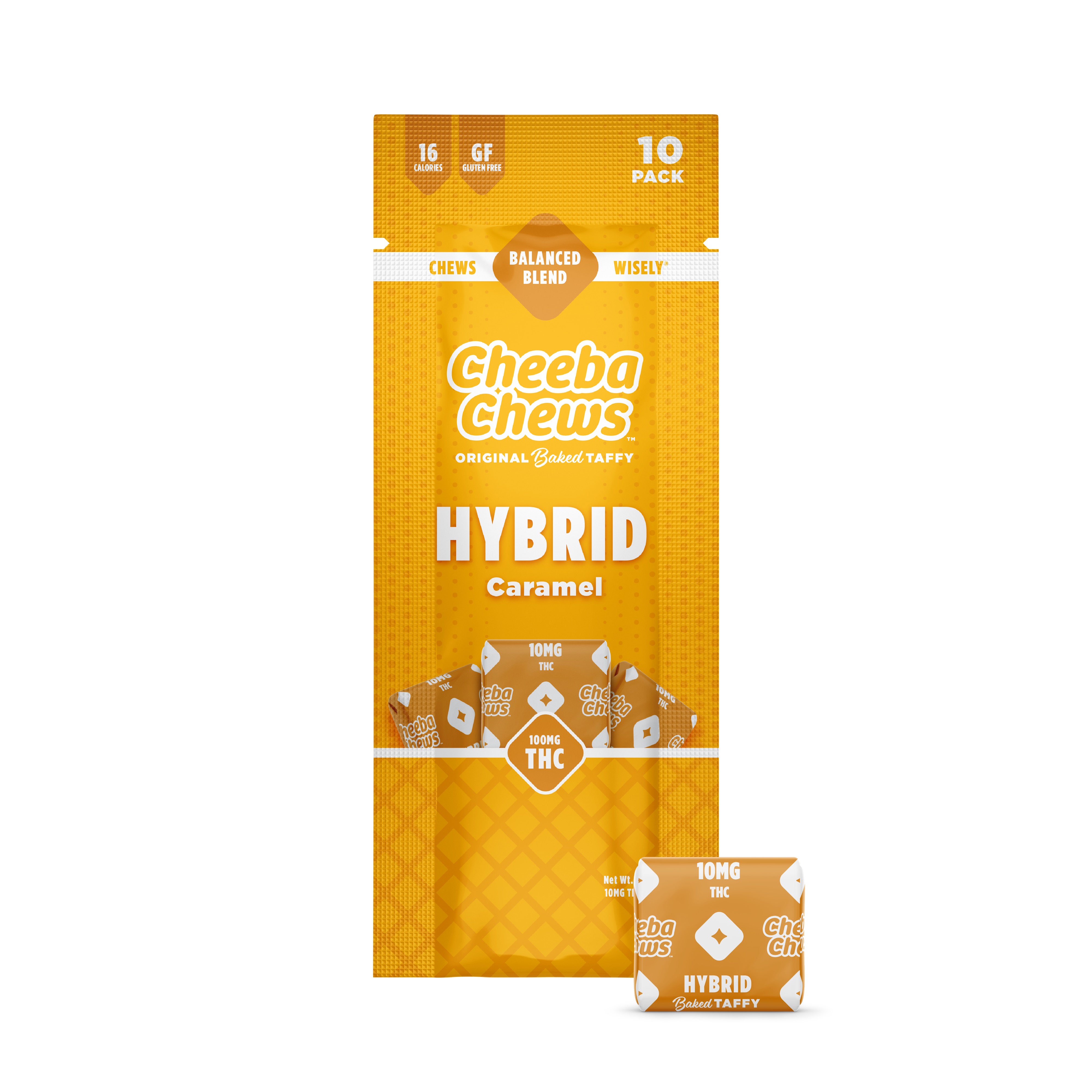 Photograph of product: Cheeba Chews | Caramel Taffy | Hybrid | 10pk/100mg