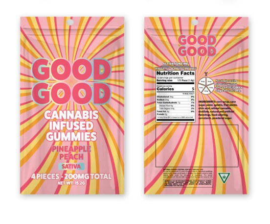 Photograph of product: Good Good Gummies 200mg4/pc - Pineapple Peach