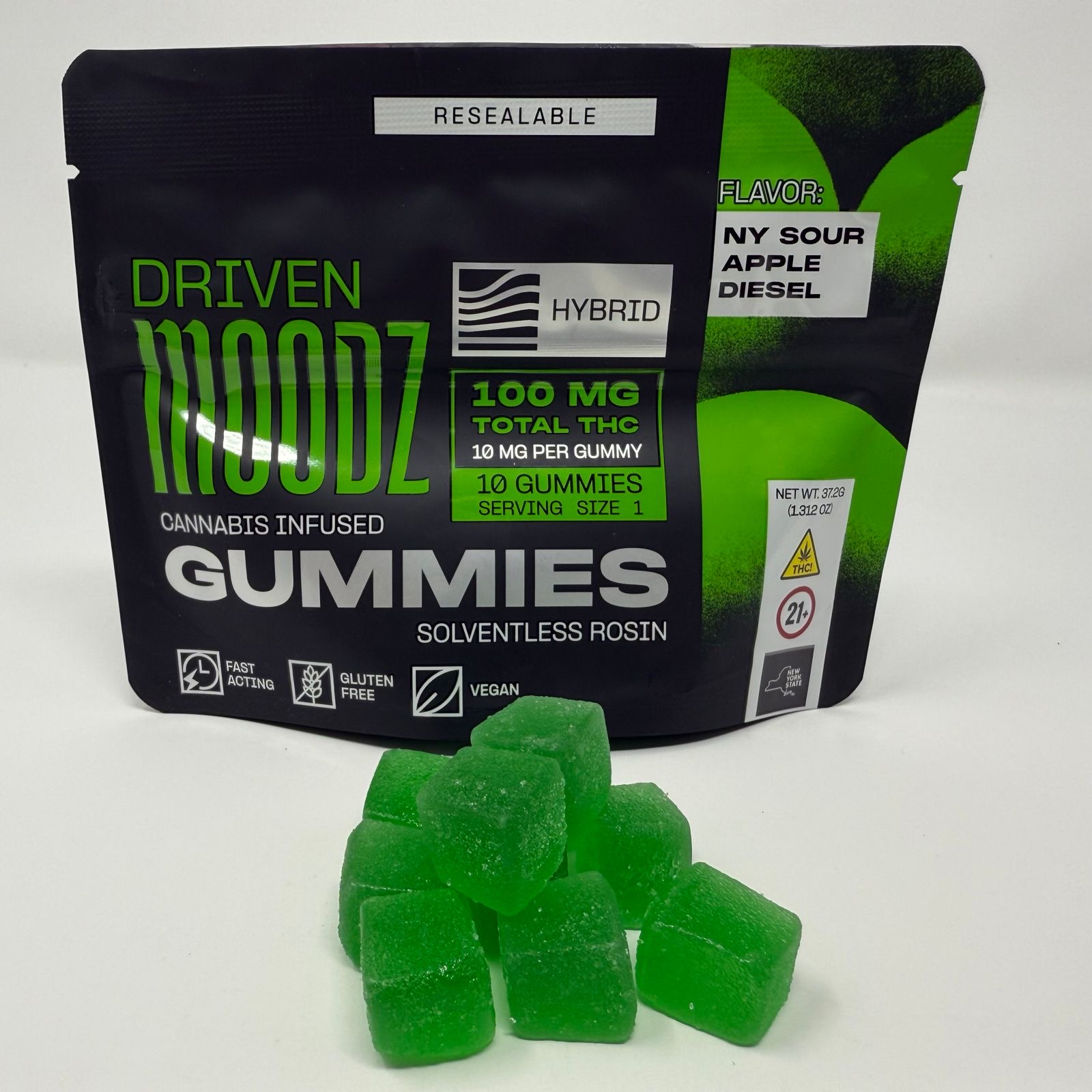 Photograph of product: Moodz | Sour Apple Rosin | 100mg