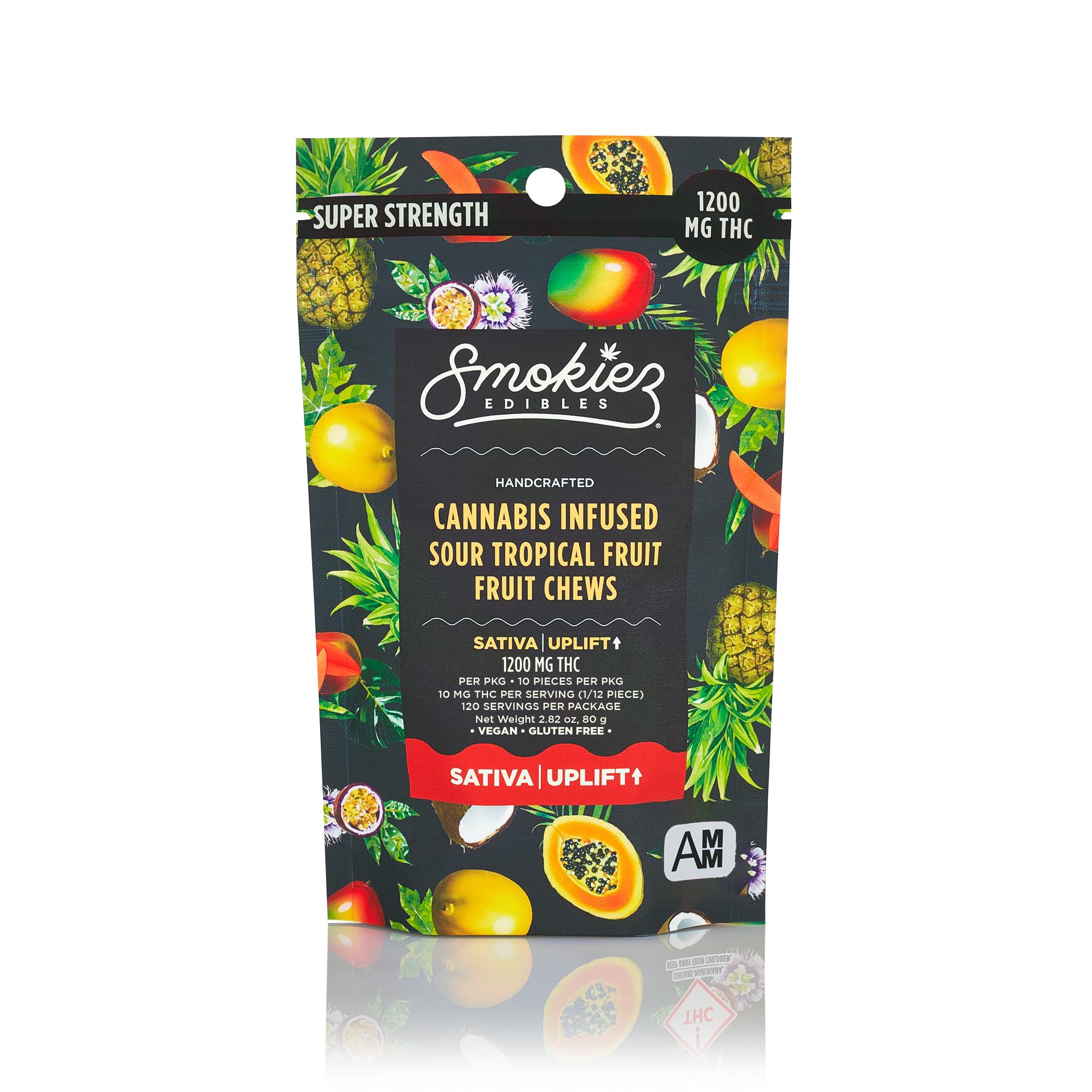 Photograph of product: 1200mg Tropical Fruit Gummies Sour - Smokiez