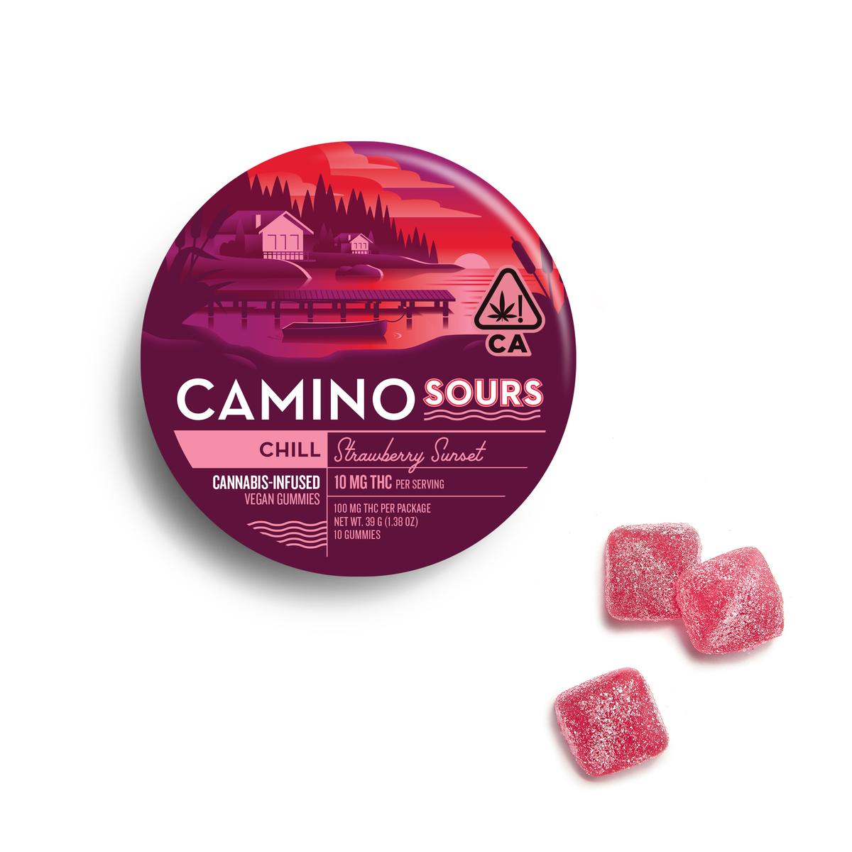 Photograph of product: Camino Sours 'Chill' Strawberry Sunset Gummies (10 X 10mg)