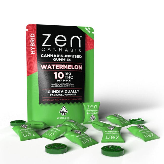 Photograph of product: Watermelon Hybrid 100mg 10 Pack Zen
