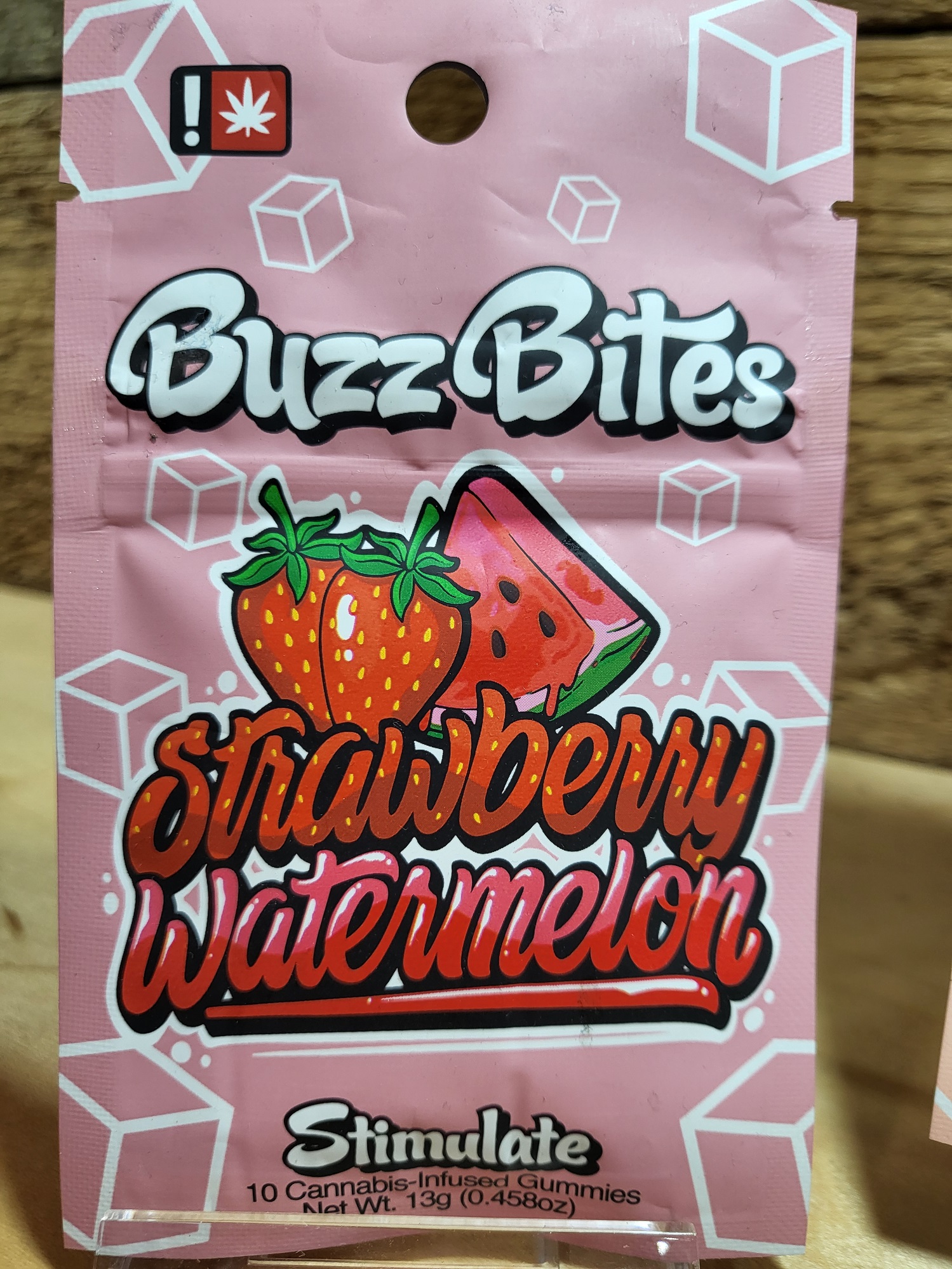 Photograph of product: Buzz Bites | Strawberry Watermelon Stimulate (Oui'd) Gummies | 10 pk
