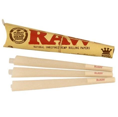 Photograph of product: RAW Organic Hemp Pre-Rolled King size Cones 3PK (A0118)