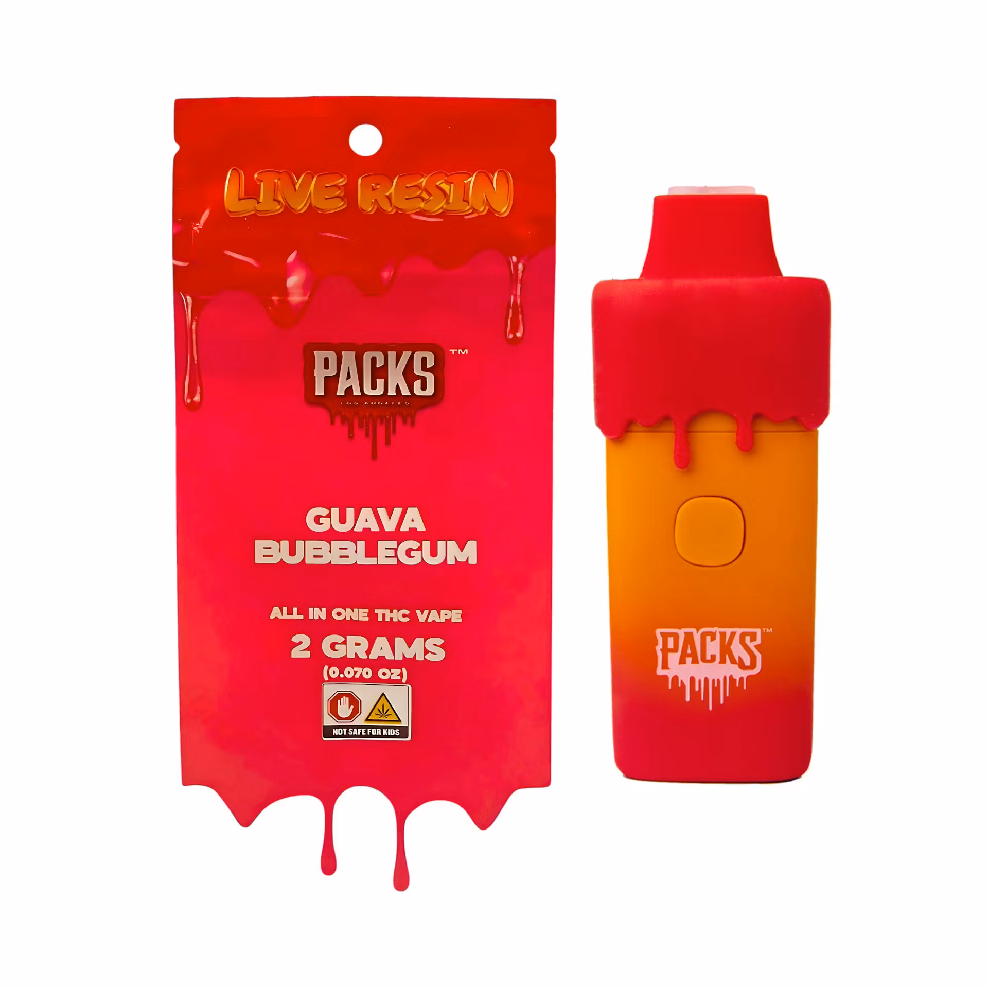Photograph of product: PACKS | Guava Bubblegum Live Resin AIO | 2g