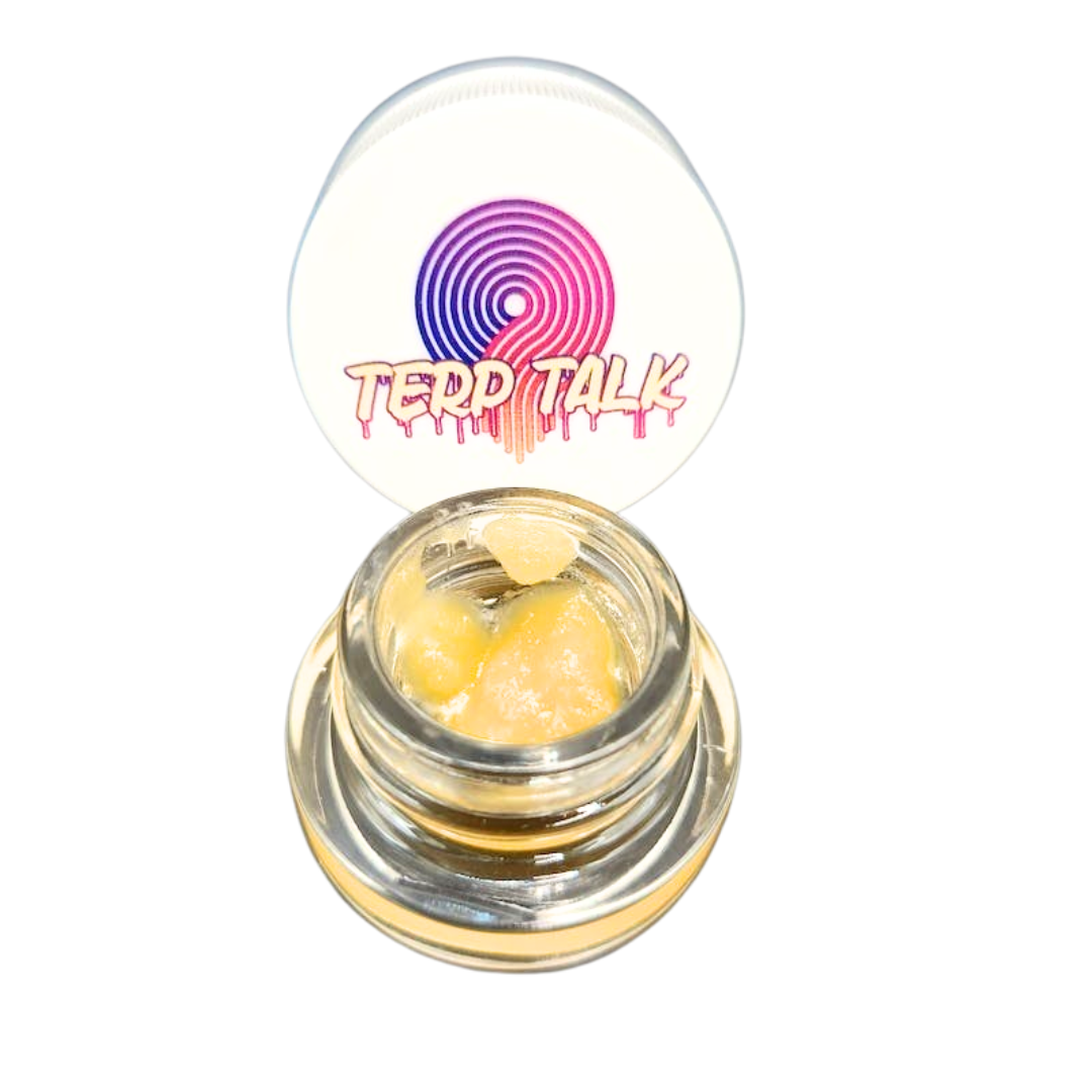 Photograph of product: Terp Talk - 10g Live Resin - Sour Strawberry Banana Sherbert