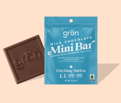 Photograph of product: Gron - Dark Milk Chocolate Mini Bar Sleepy Oui'd 1:1 CBN/TH-oui 100mg