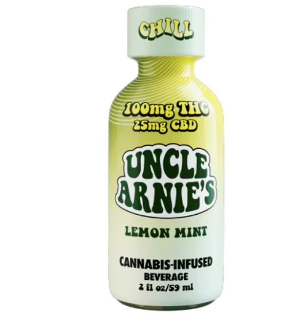 Photograph of product: Lemon Mint (H) 4:1 (TH-oui:CBD) 100mg Shot 2oz - Uncle Arnie's