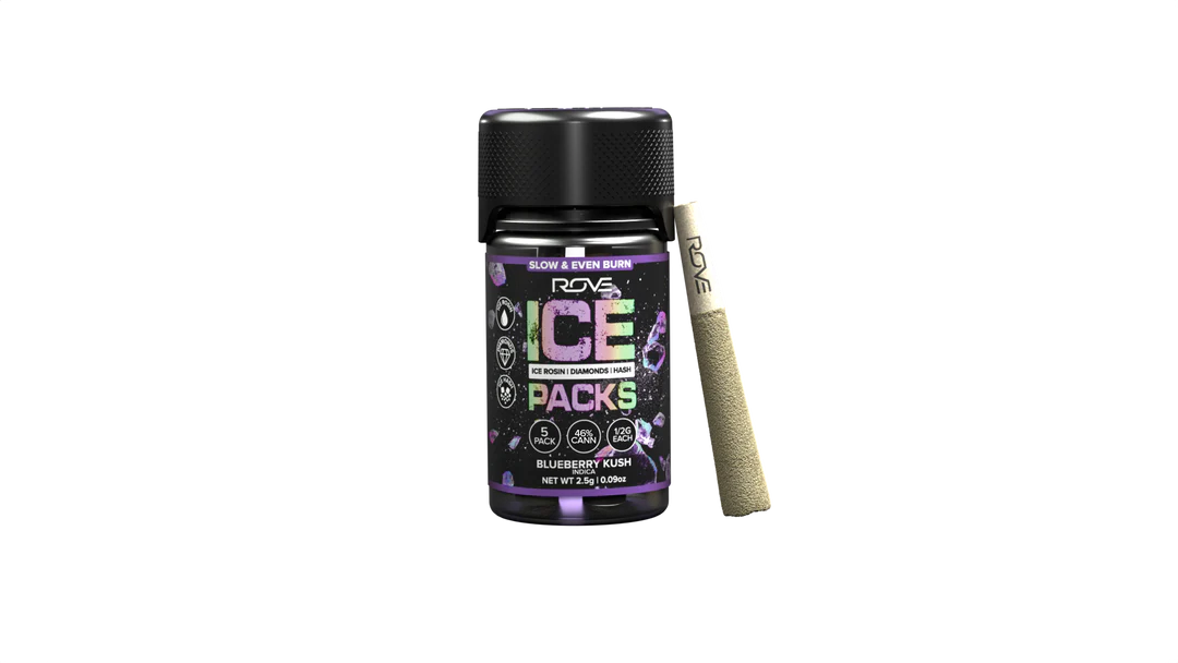 Photograph of product: Rove Acapulco Gold Ice Packs 0.5g Infused Pre Roll 5pk (2.5g)