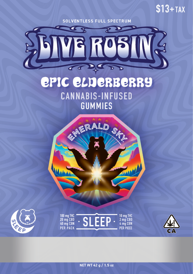 Photograph of product: EPIC ELDERBERRY - SUNSET PUNCH (TH-oui:CBN:CBD) 10PK ROSIN GUMMIES