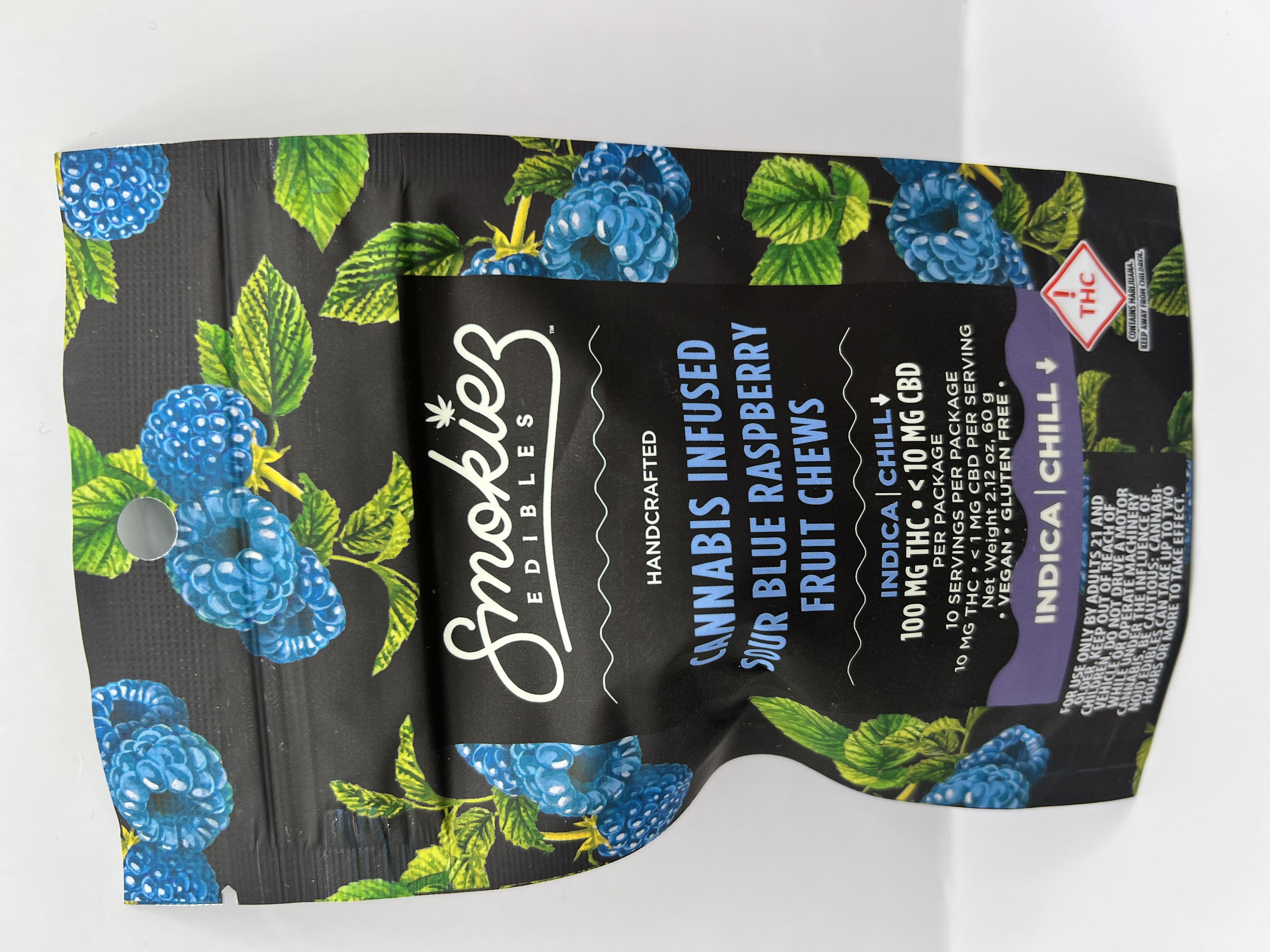 Photograph of product: Smokiez - Sour Blue Raspberry - 100mg - 10