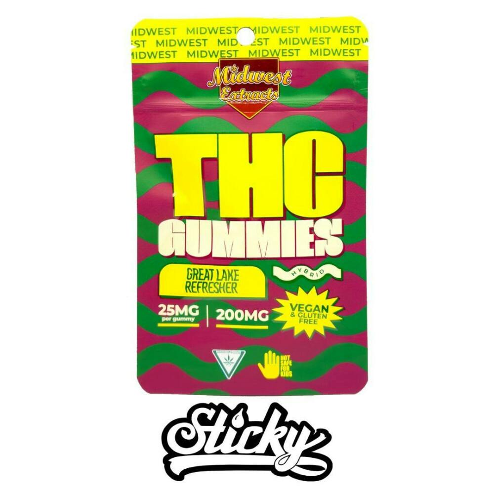 Photograph of product: REC Midwest Extracts Great Lake Refresher Gummies 200mg (8x25mg)