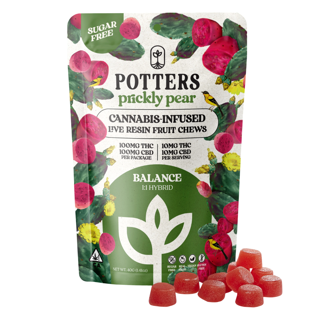 Photograph of product: PICKLY PEAR 1:1 TH-oui:CBD 100MG LIVE RESIN 10 PACK FRUIT CHEWS