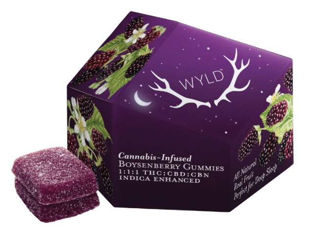 Photograph of product: WYLD Gummies Boysenberry (I) 1:1:1 100mg