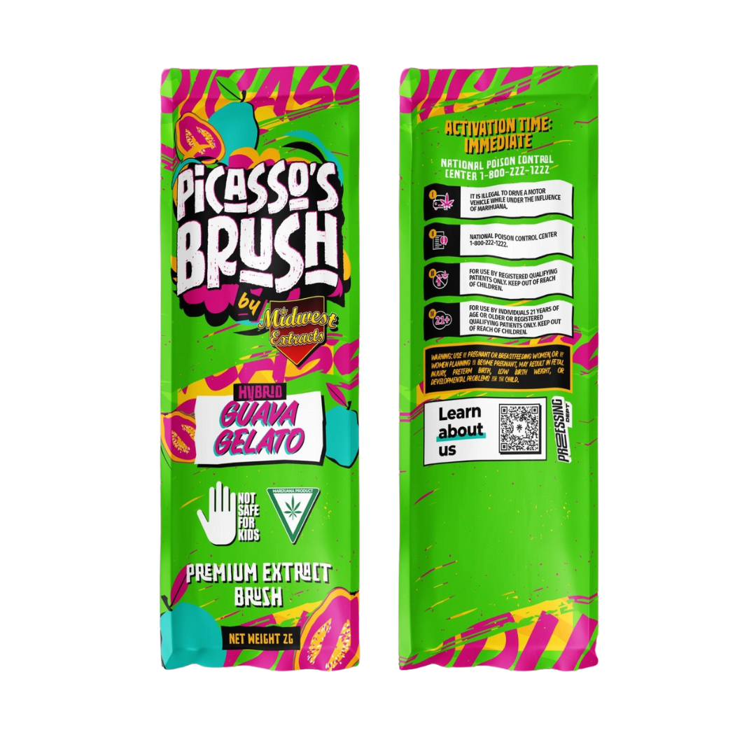 Photograph of product: Midwest Extracts | Guava Gelato Live Resin Picasso Brush | 2g