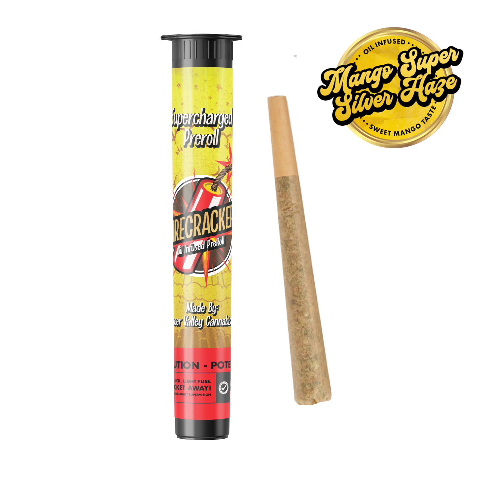 Photograph of product: 1g Infused Pre-Roll | Mango Super Silver Haze | Firecracker