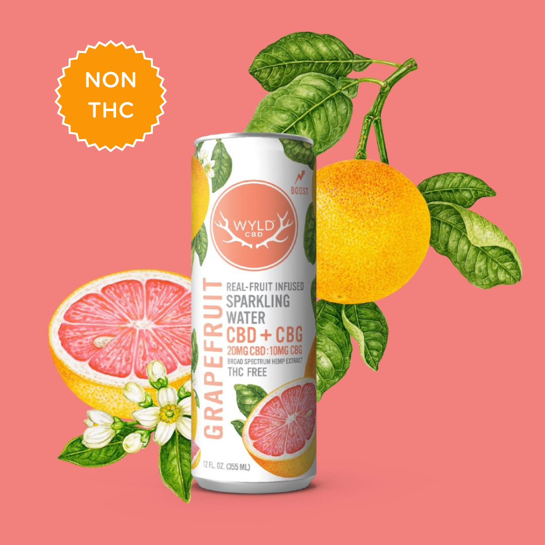 Photograph of product: Wyld: Grapefruit CBD + CBG Sparking Water | 20mg CBD + 10mg CBD