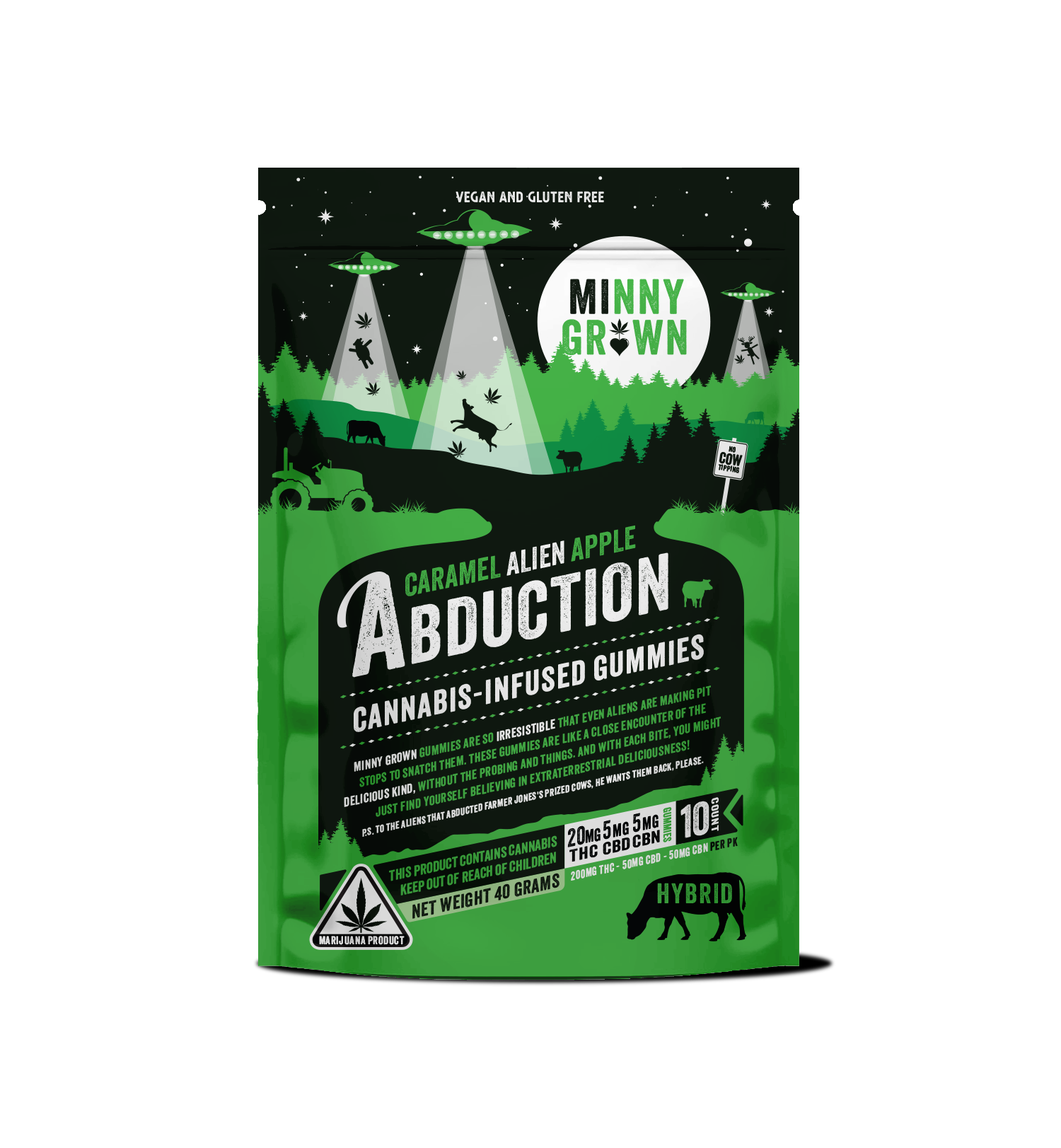 Photograph of product: Minny Grown Caramel Apple Alien Abduction 10pk (TH-oui/CBD/CBN) 200mg
