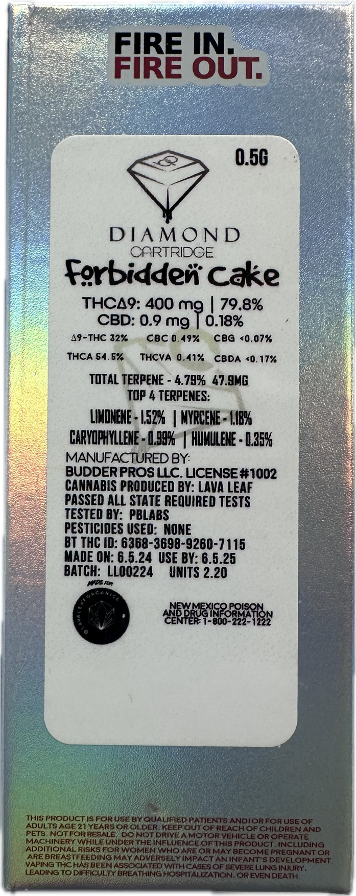 Photograph of product: Budder Pros Forbidden Cake Diamond Cart