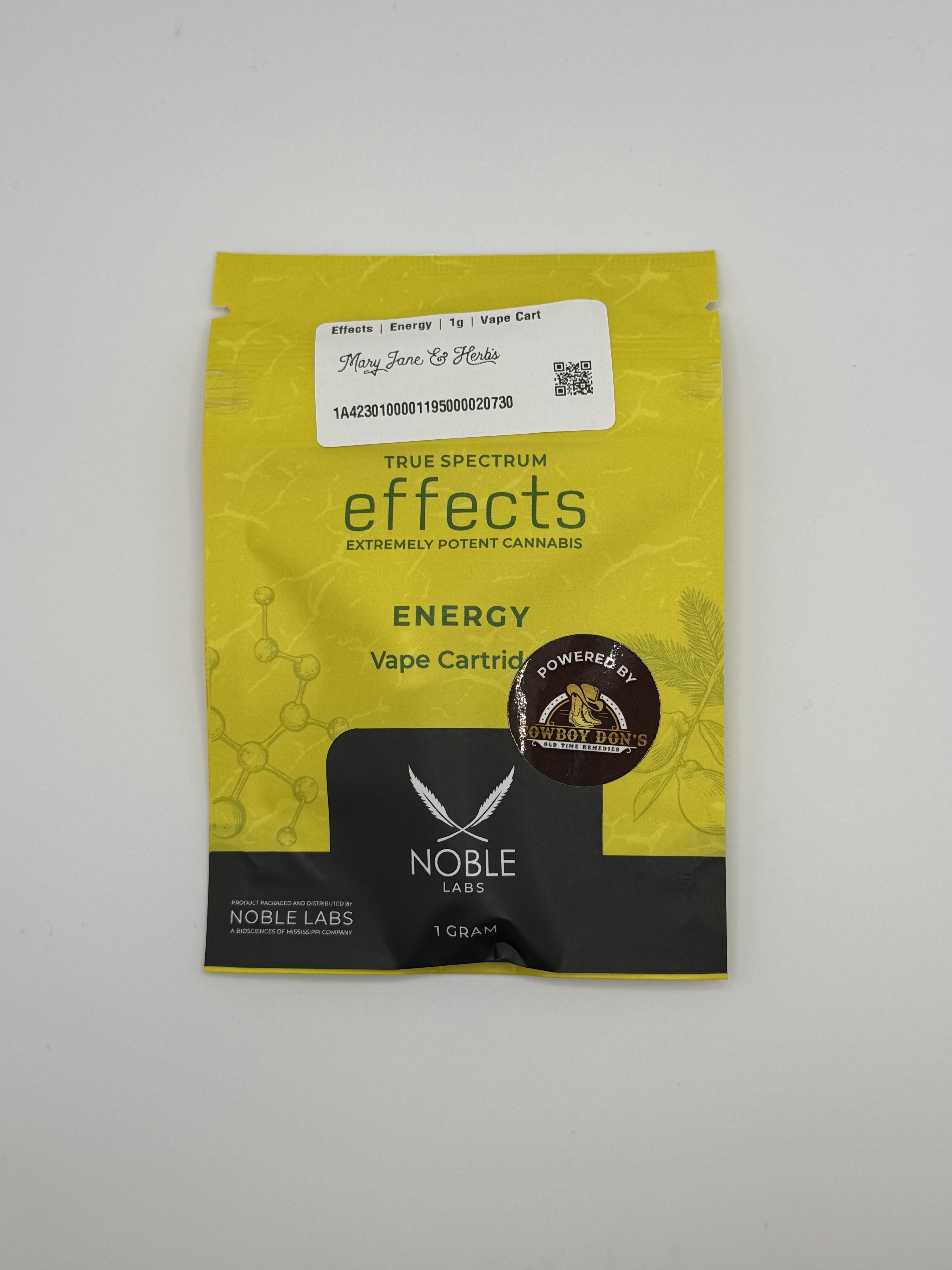 Photograph of product: Effects | Energy Vape Cart