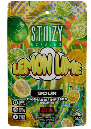 Photograph of product: SOUR LEMON LIME GUMMIES 10 PACK 100MG