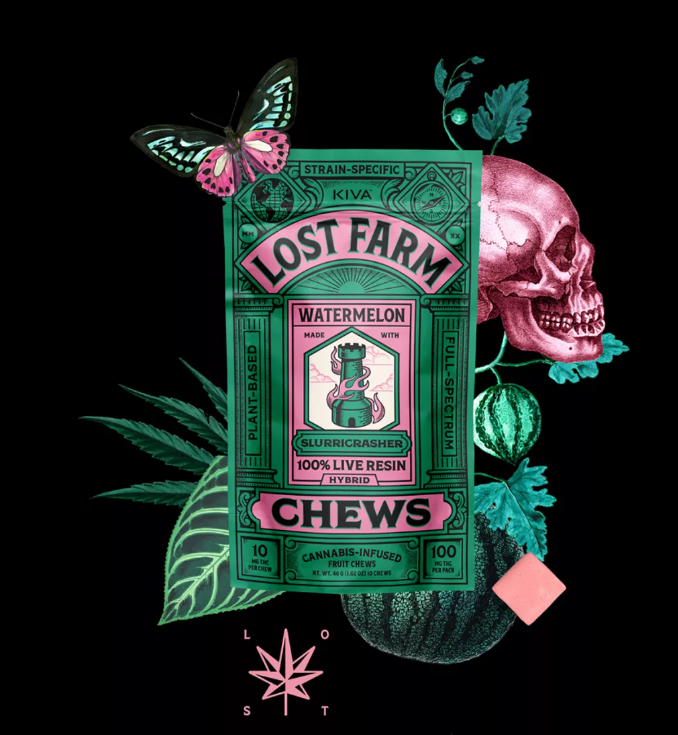 Photograph of product: Edible* - Lost Farm Chews - Watermelon (H) - 100mg (10pk)
