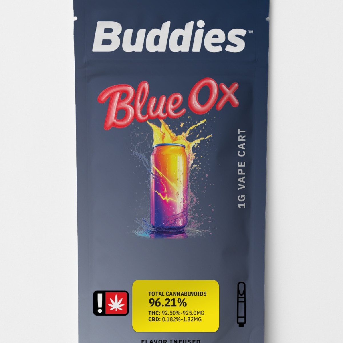 Photograph of product: Cartridge - 1g Buddies Flavored - Blue Ox - GREEN LEAF SPECIAL
