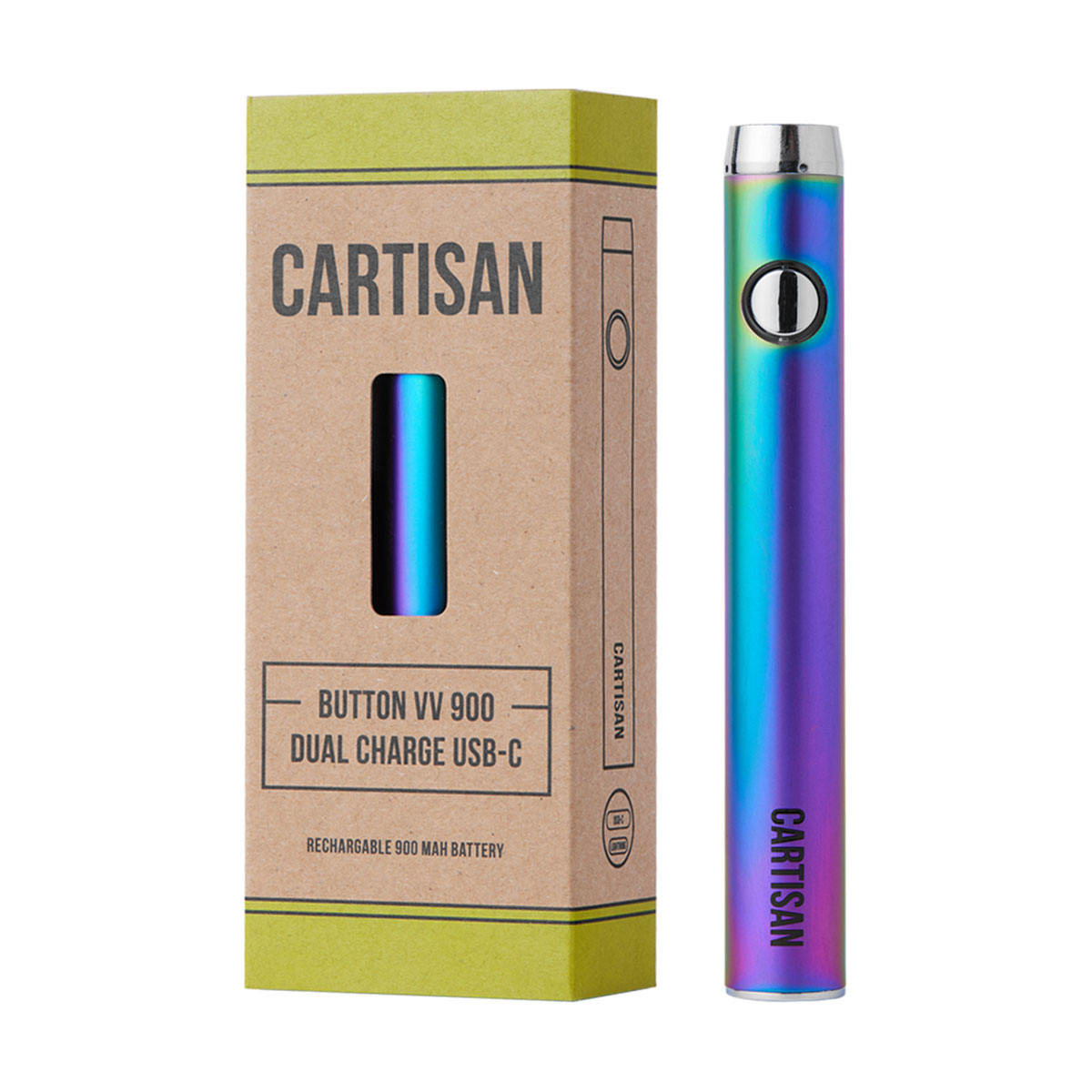 Photograph of product: Cartisan Button 510 Battery - Rainbow