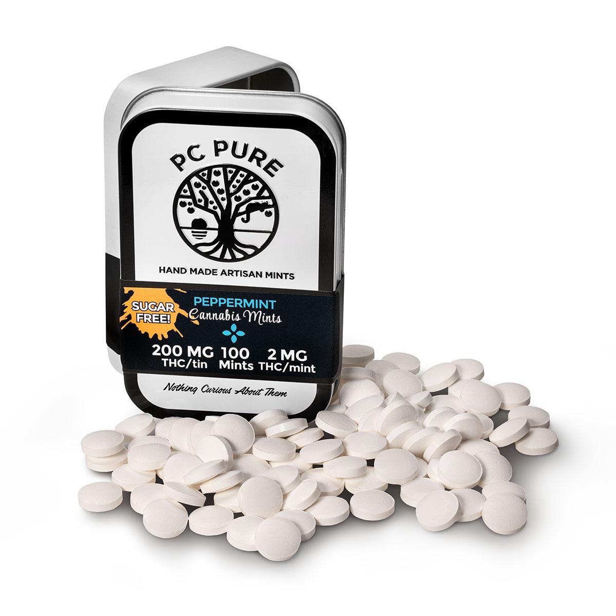 Photograph of product: PC PURE - PEPPERMINT - MINTS - 200MG