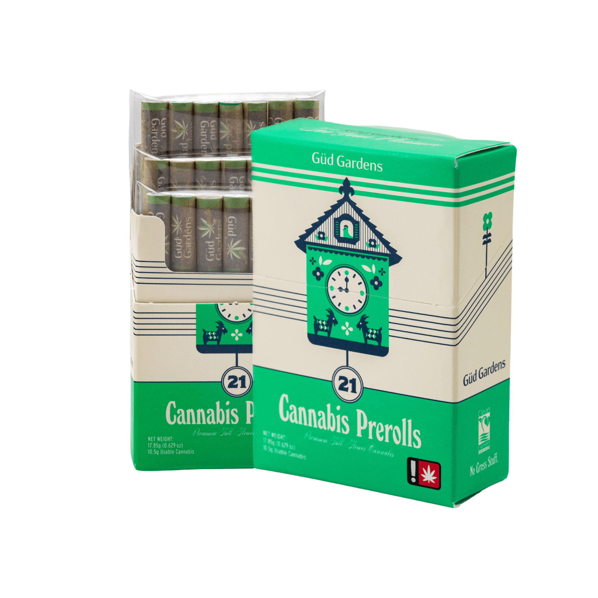 Photograph of product: Preroll Pack | Gud Gardens Straight Roll | Sau chocolatimi 19.07% (S) / Zoy Sauce 19.97% (I) / Ginger Tea 30.48% (S) | .5g 21pk