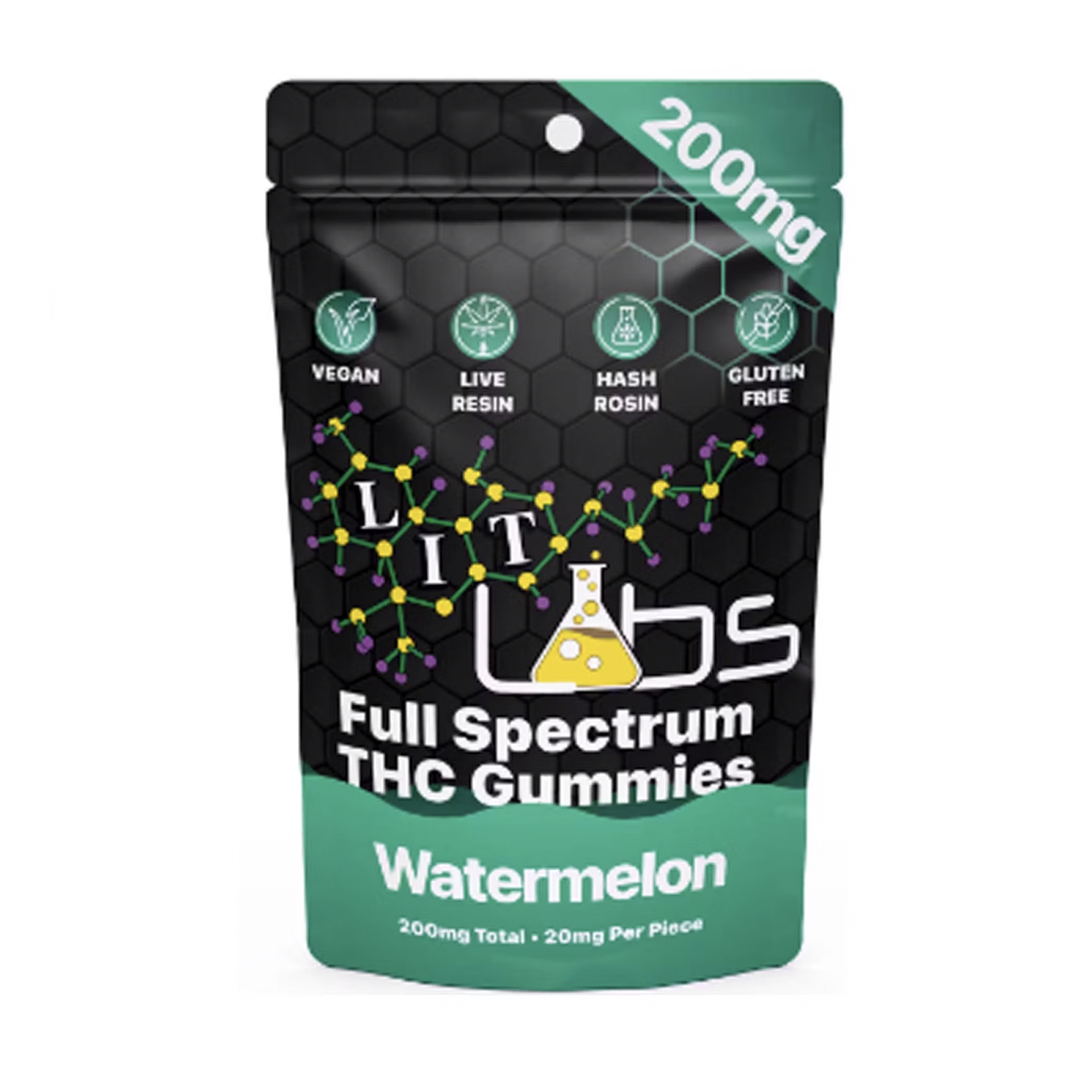 Photograph of product: Lit Labs Watermelon Full Spectrum Gummies 200mg Rec