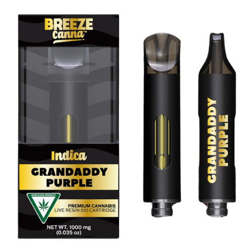 Photograph of product: Breeze Canna Grandaddy Purple Live Resin 510 Cart 1g