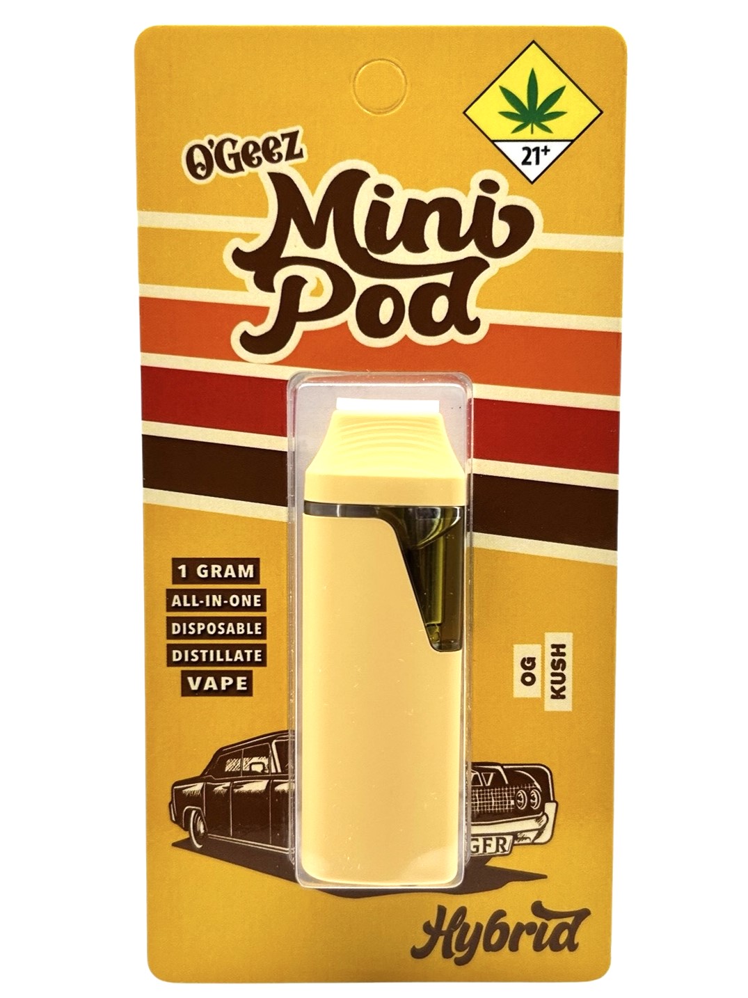 Photograph of product: O'Geez | OG Kush | Mini Pods | Distillate | Disposable | 1g