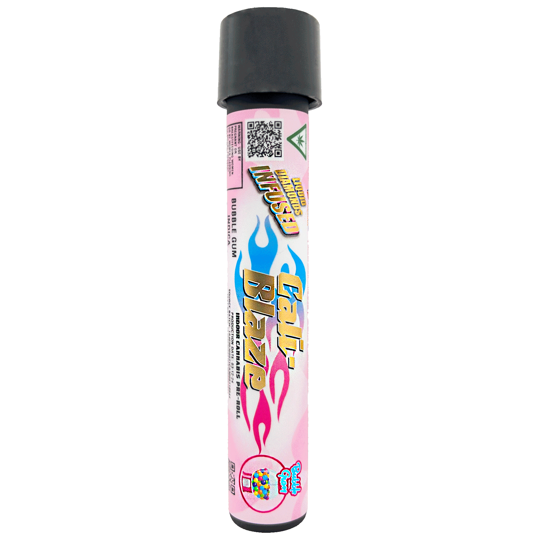 Photograph of product: CALI BLAZE INFUSED PREROLL- BUBBLEGUM