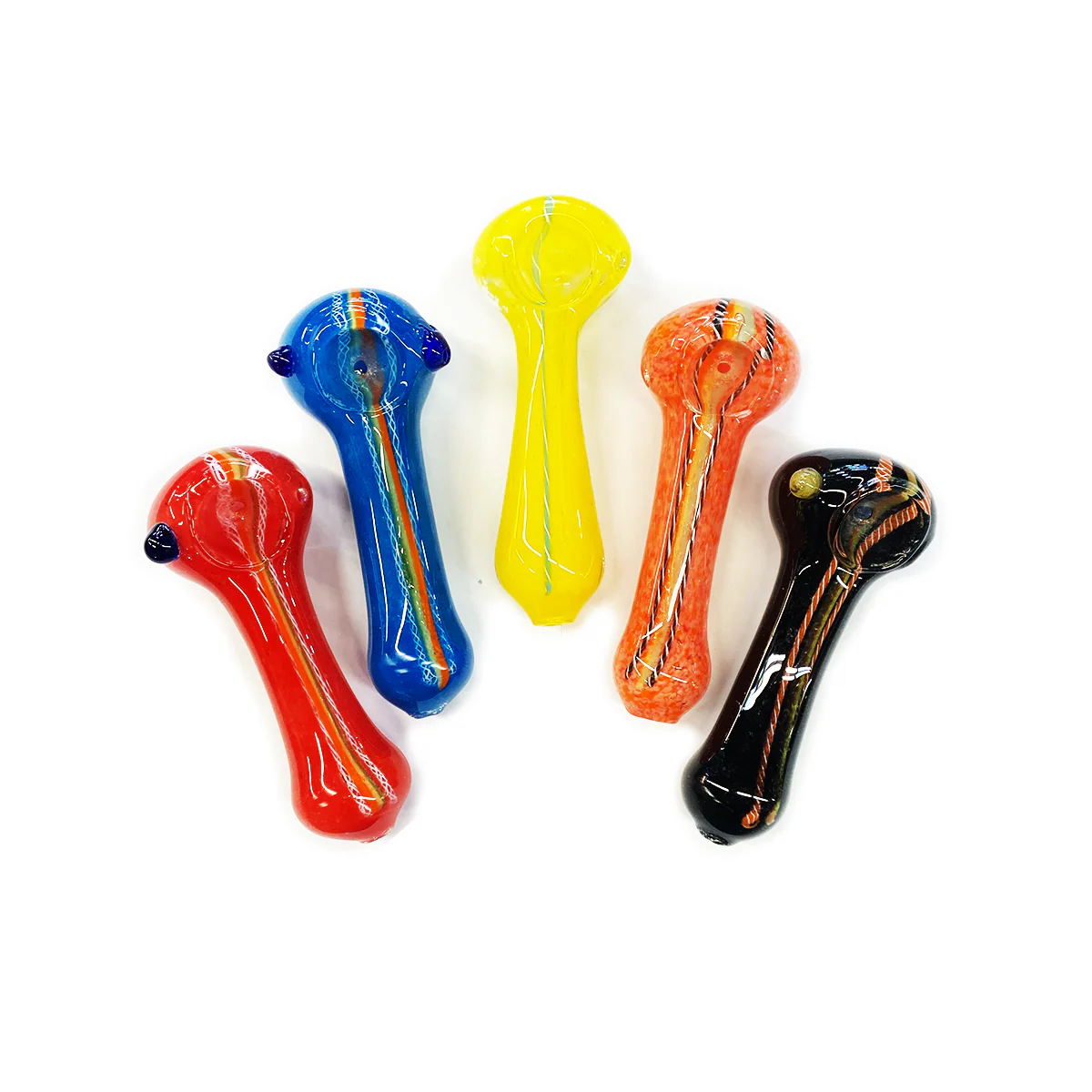 Photograph of product: 4.5" Rasta Line Glass Color Frit Hand Pipe