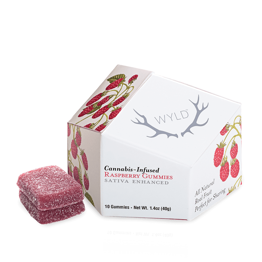 Photograph of product: WYLD | 100mg | Edibles | Gummies | 10 Pack | Raspberry