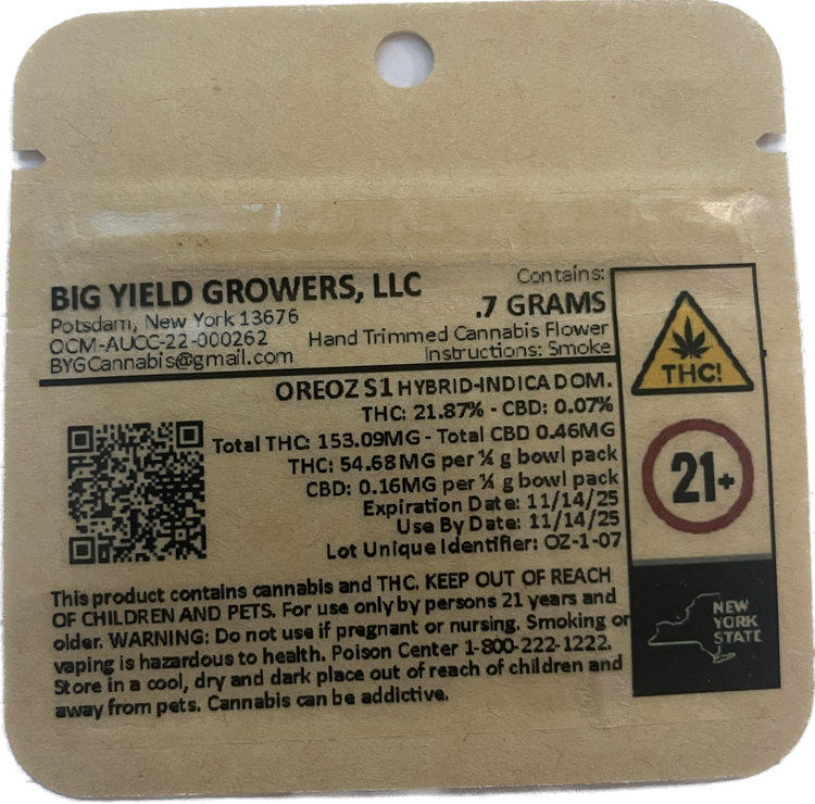 Photograph of product: Big Yield Growers - Oreoz S1 - DIME - .7g