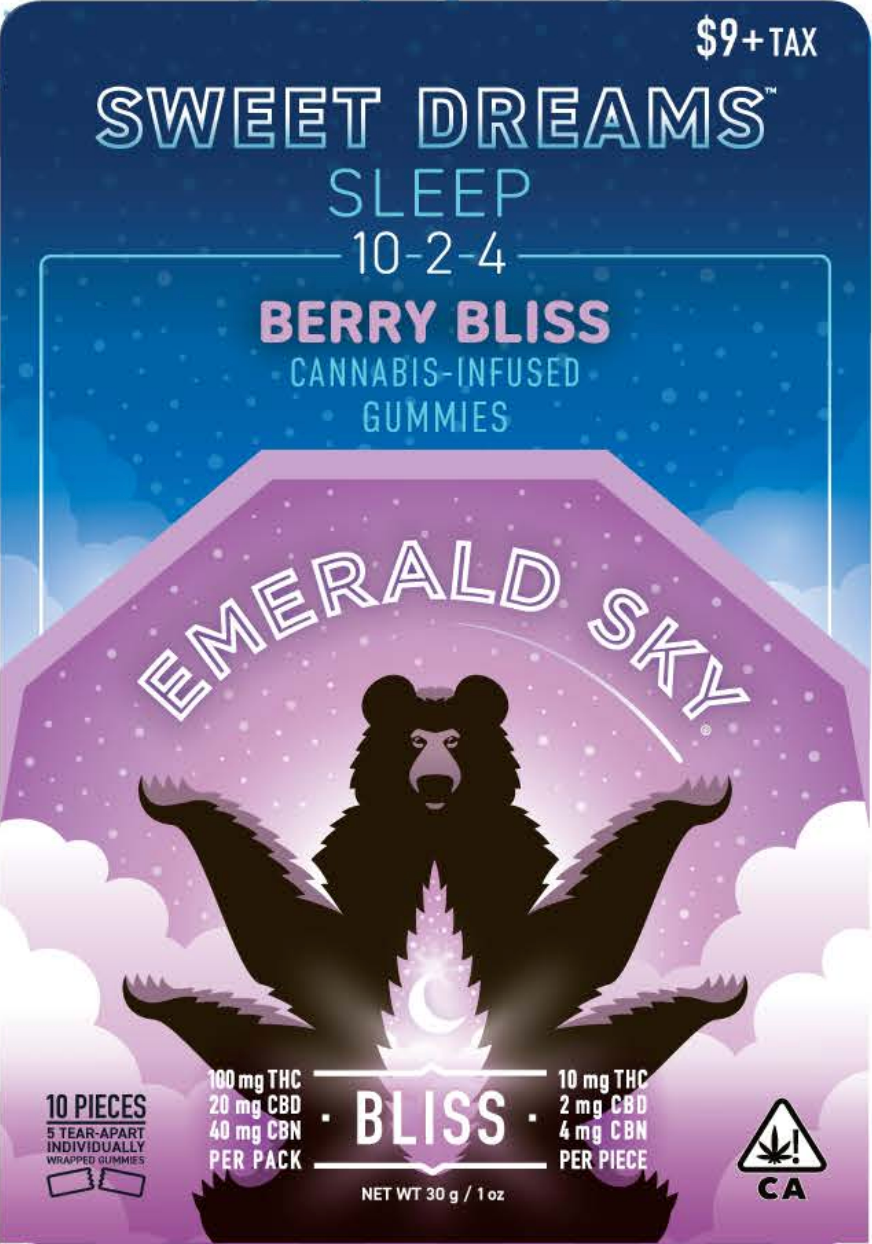 Photograph of product: Emerald Sky - Sweet Dreams - Berry Bliss - Sleep 5pk 10:2:4 TH-oui|CBN|CBN - Gummies 100mg