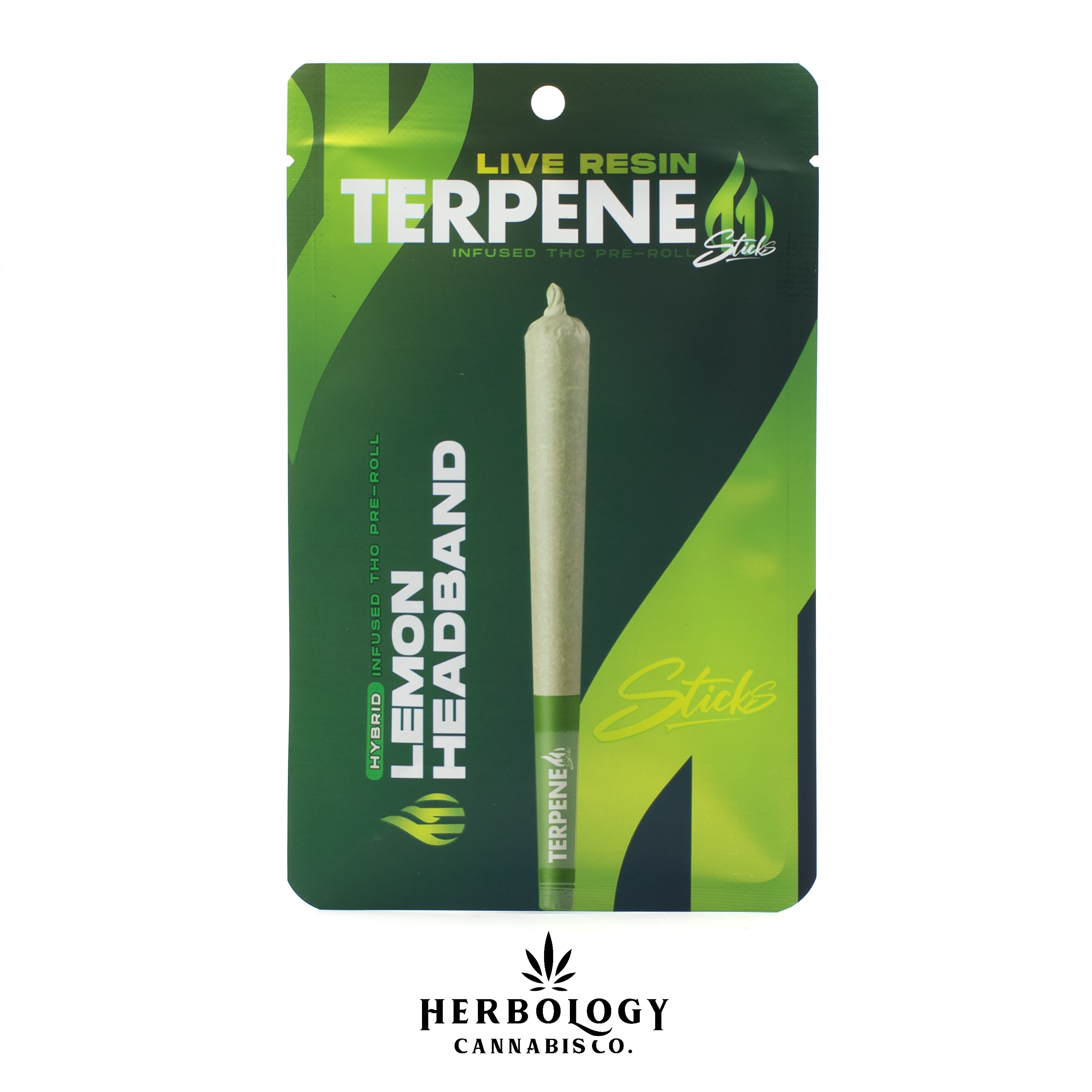 Photograph of product: Terpene Sticks | Live Resin Infused Pre-Roll | Lemon Headband | 1.2g