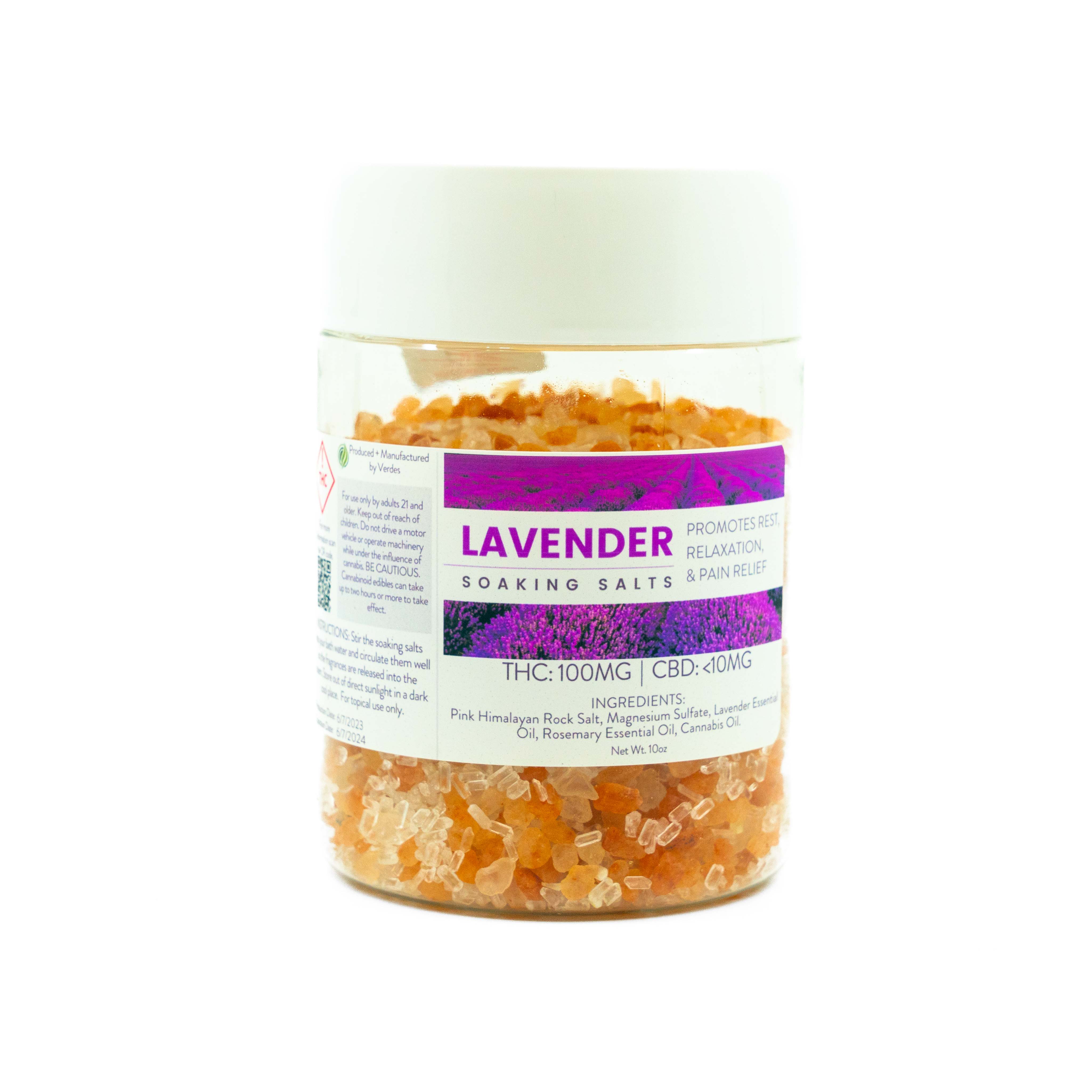 Photograph of product: Verdes | 100mg Soaking Salt | Lavender