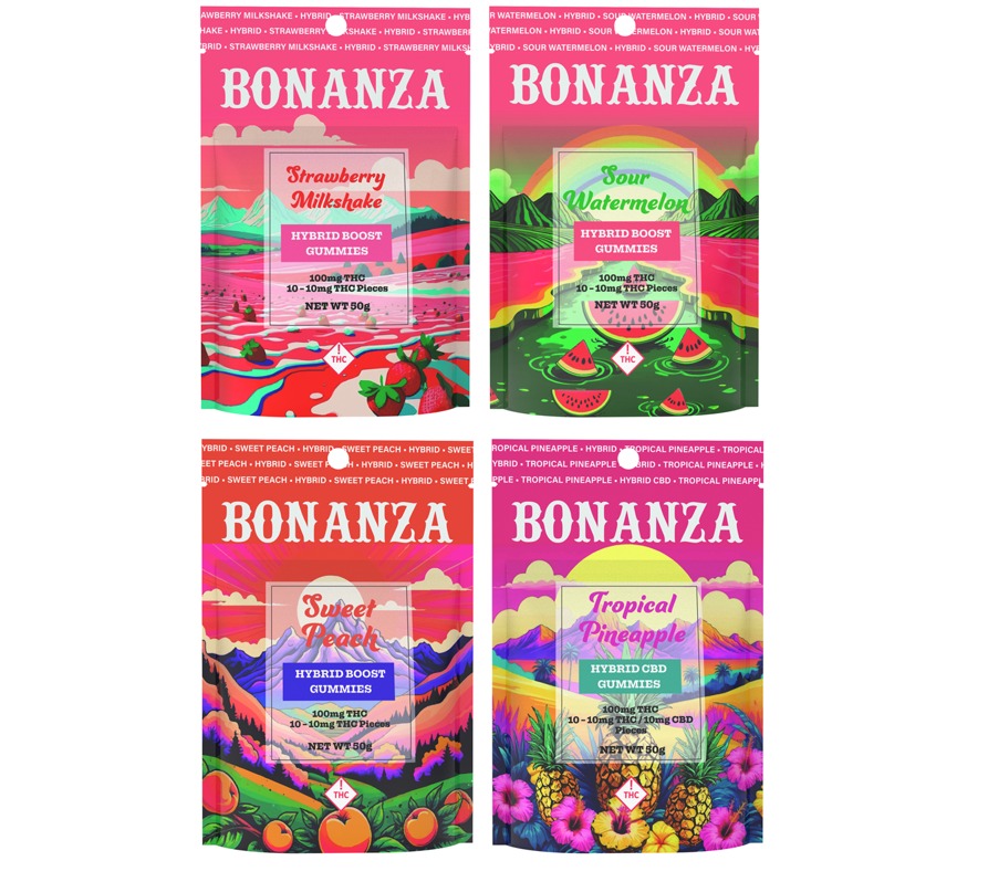 Photograph of product: Bonanza Gummies - Tropical Pineapple (H) (100mg TH-oui/100mg CBD)