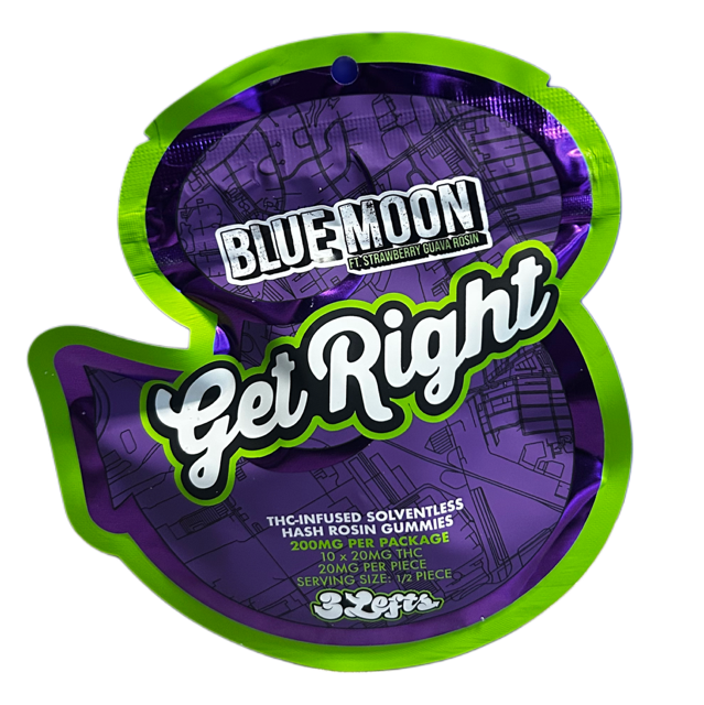 Photograph of product: 3Lefts | Blue Moon | 200mg | au chocolat Rosin Gummies