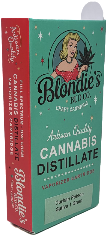 Photograph of product: Durban Poison Distillate Vape Cart | Blondies Bud Co