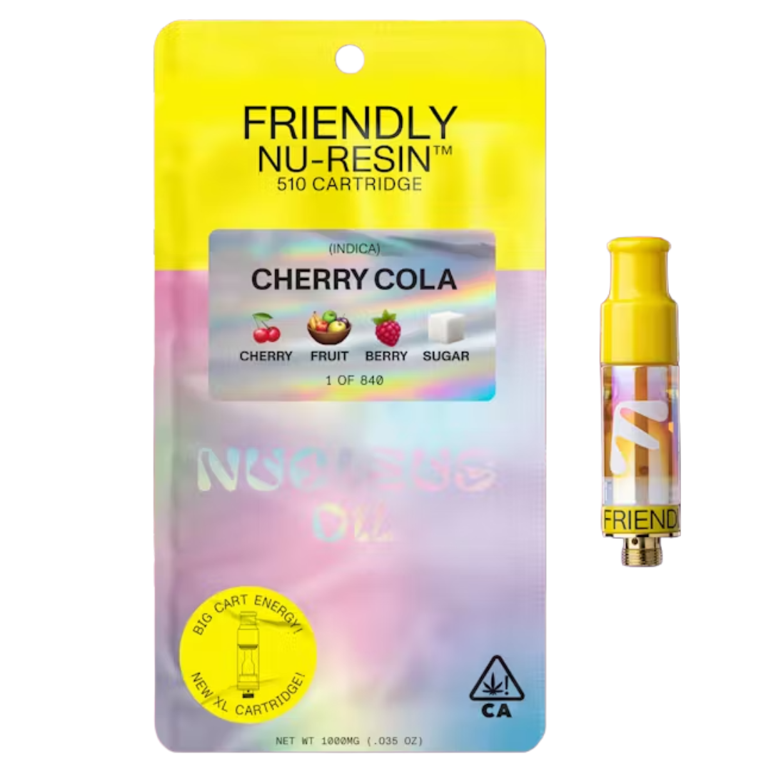 Photograph of product: FRIENDLY - CHERRY COLA NUCLEUS CURED RESIN 510 CART 1000MG